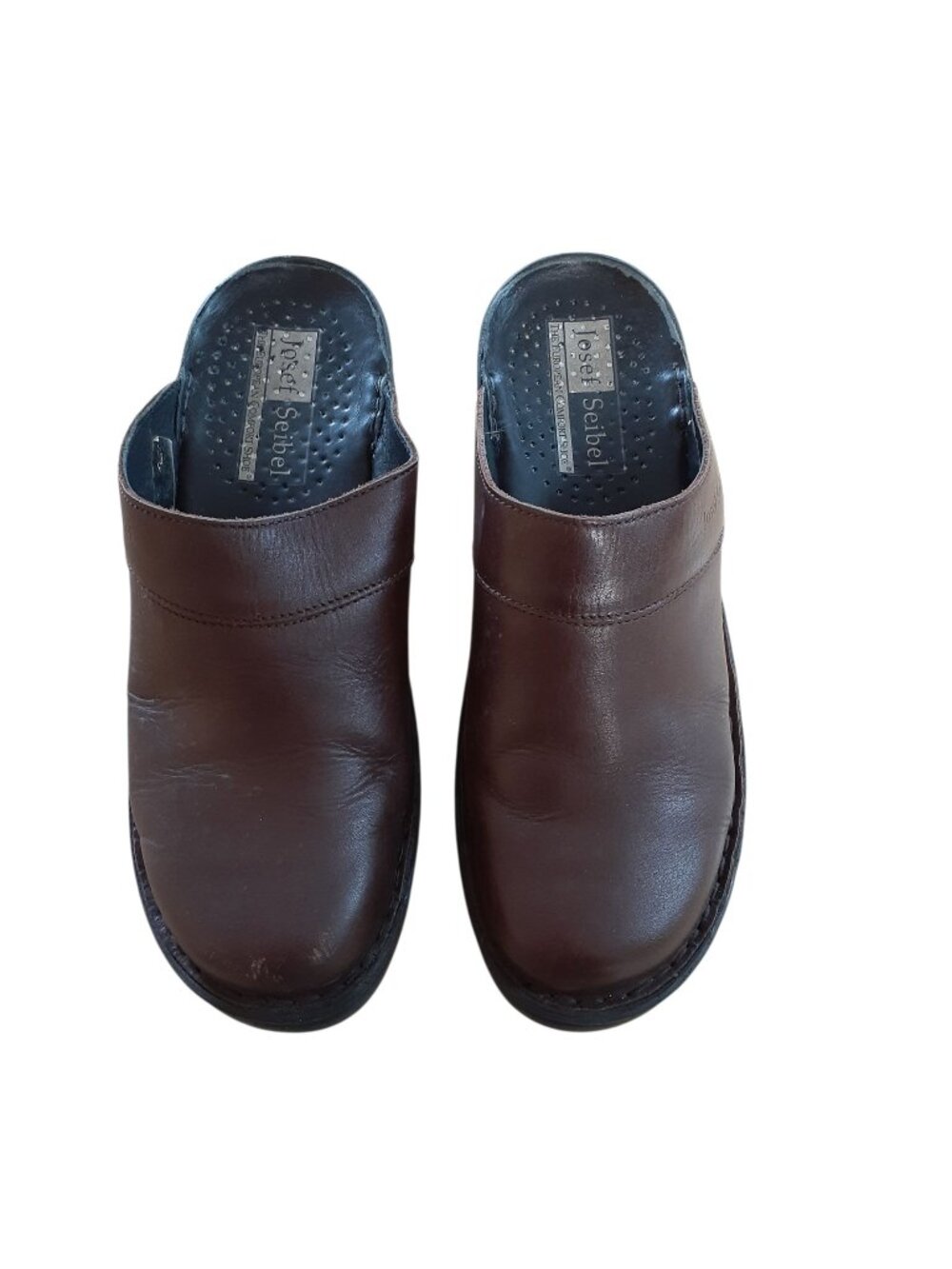 Josel Seibel Womens Leather Clogs European Comfort Shoes Size 7 Brown Slip-On